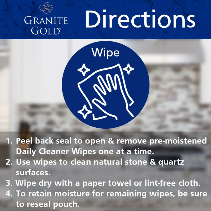 Granite Gold Daily Stone Cleaner wipes directions