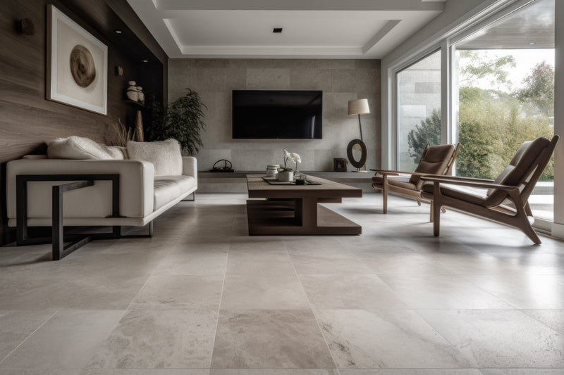 Natural stone floors.