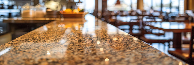 A clean granite countertop.