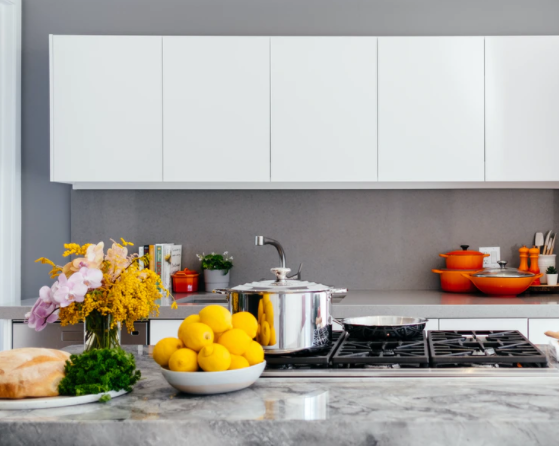 A kitchen with clean surfaces.