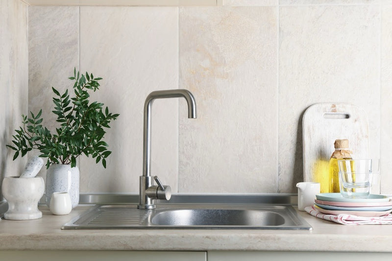 A stainless steel sink.