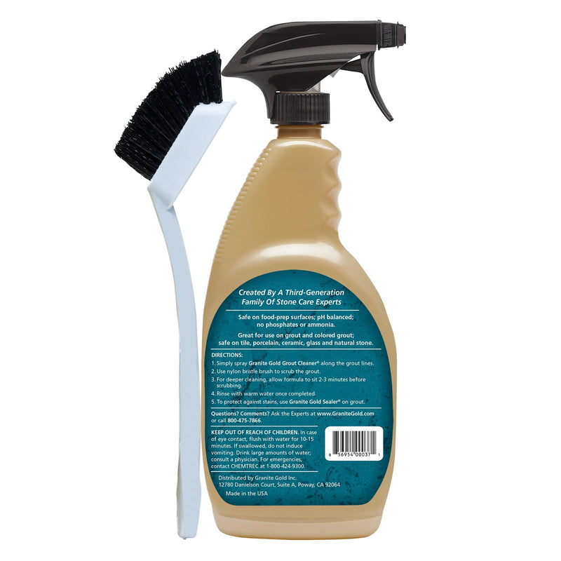 Granite Gold Grout Cleaner Spray bottle with brush back view