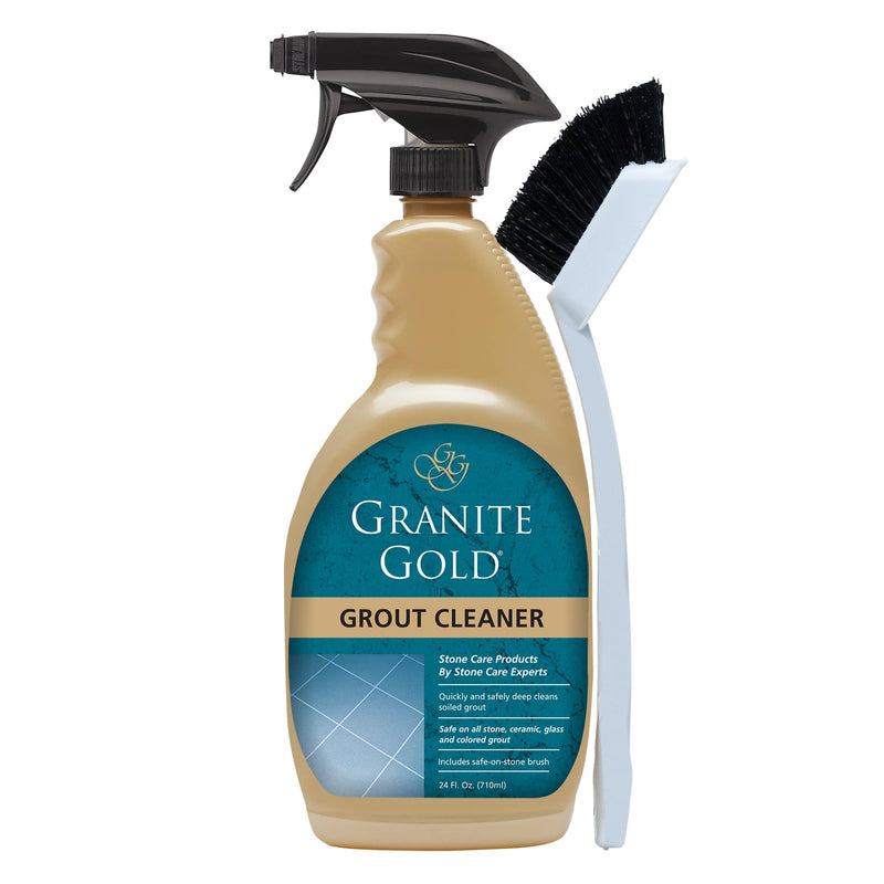 Granite Gold Grout Cleaner Spray bottle with brush front view